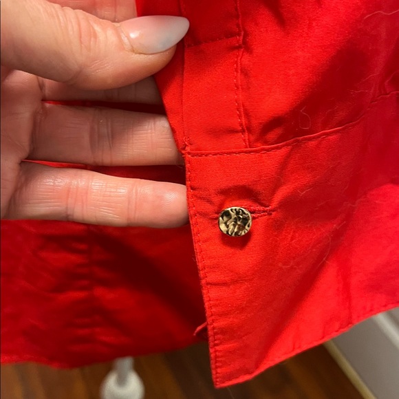 New York & Company Red Button Down Shirt - Picture 3 of 7